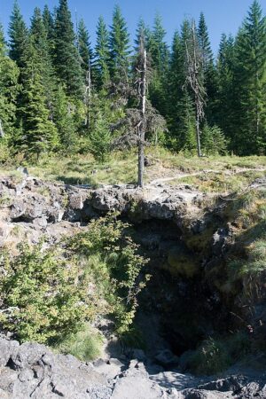 Exploring the dark lava tube of Ape Cave near Mt St Helens